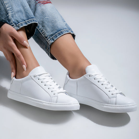 Pure Elegance White Flat Sneakers