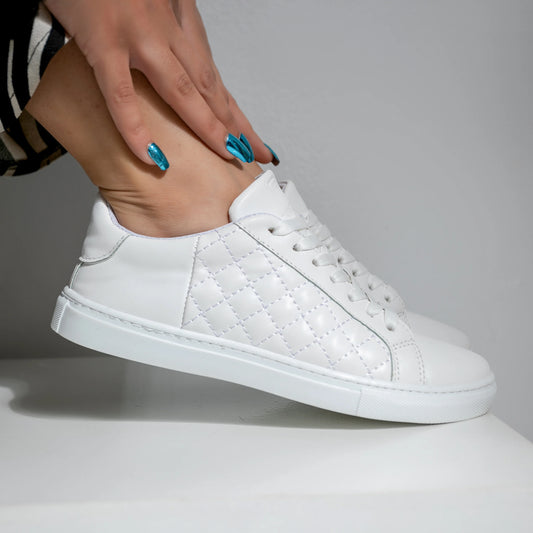EmbellaFlex Elegance White Flat Sneaker
