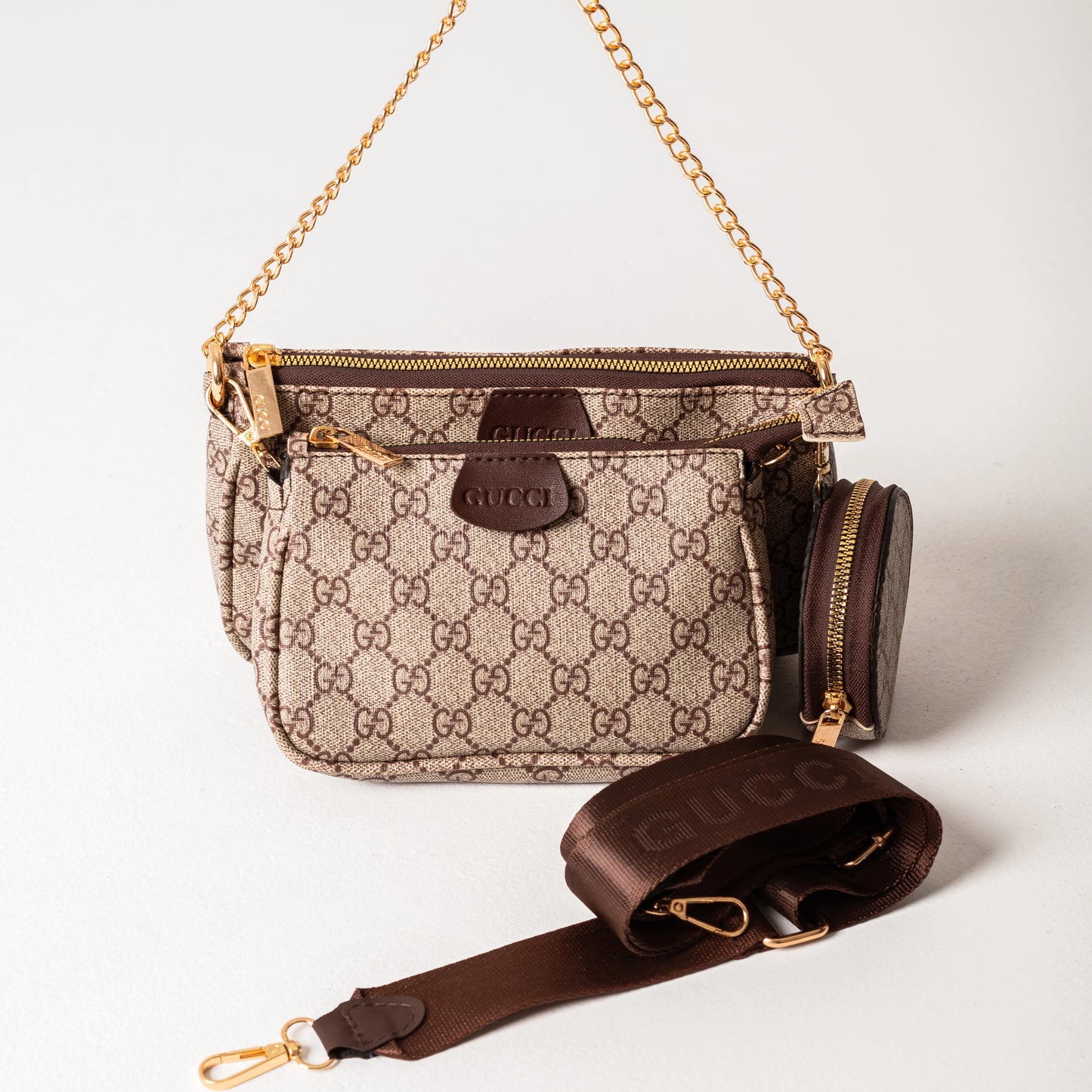 Gucci Pouchette 3-Piece Bag | Brown