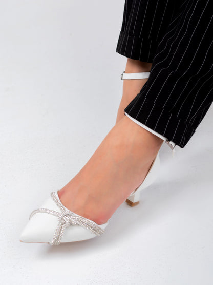 Elegant White -Toe Ankle Strap Heels