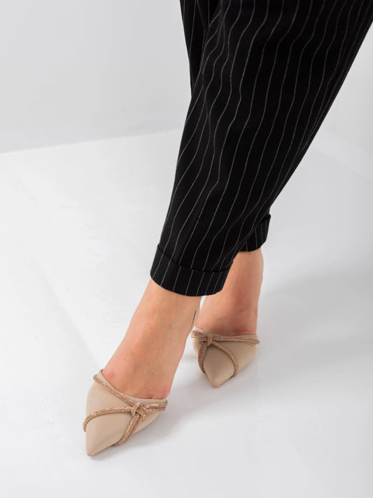 Elegant Beige -Toe Ankle Strap Heels