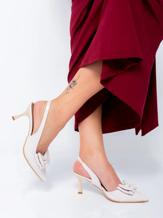 Scarlet Charm Bow Heels | White