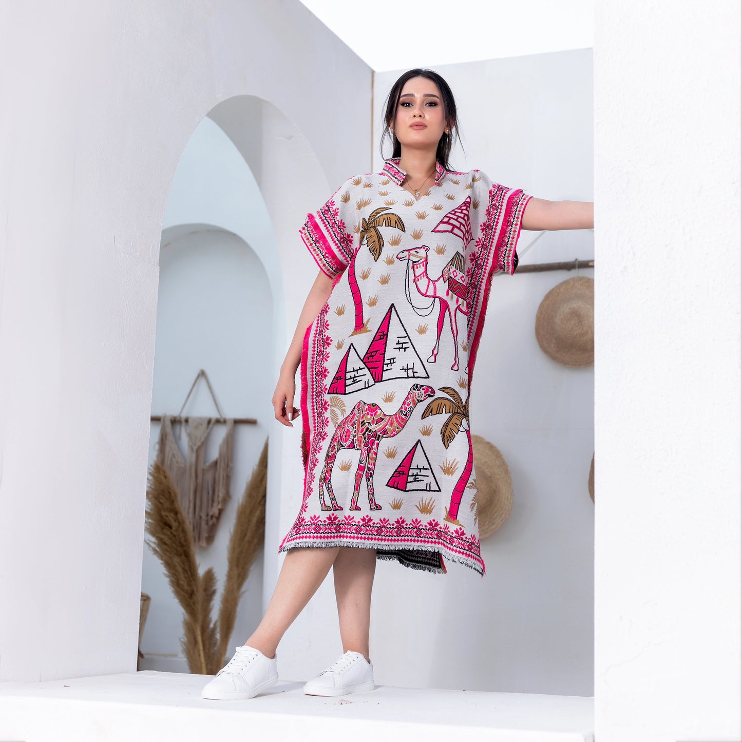 Desert Mirage Kaftan| fuchsia | one size