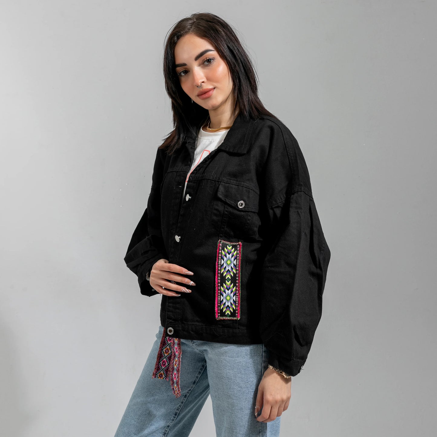 Bohemian Noir Denim Women's Jacket