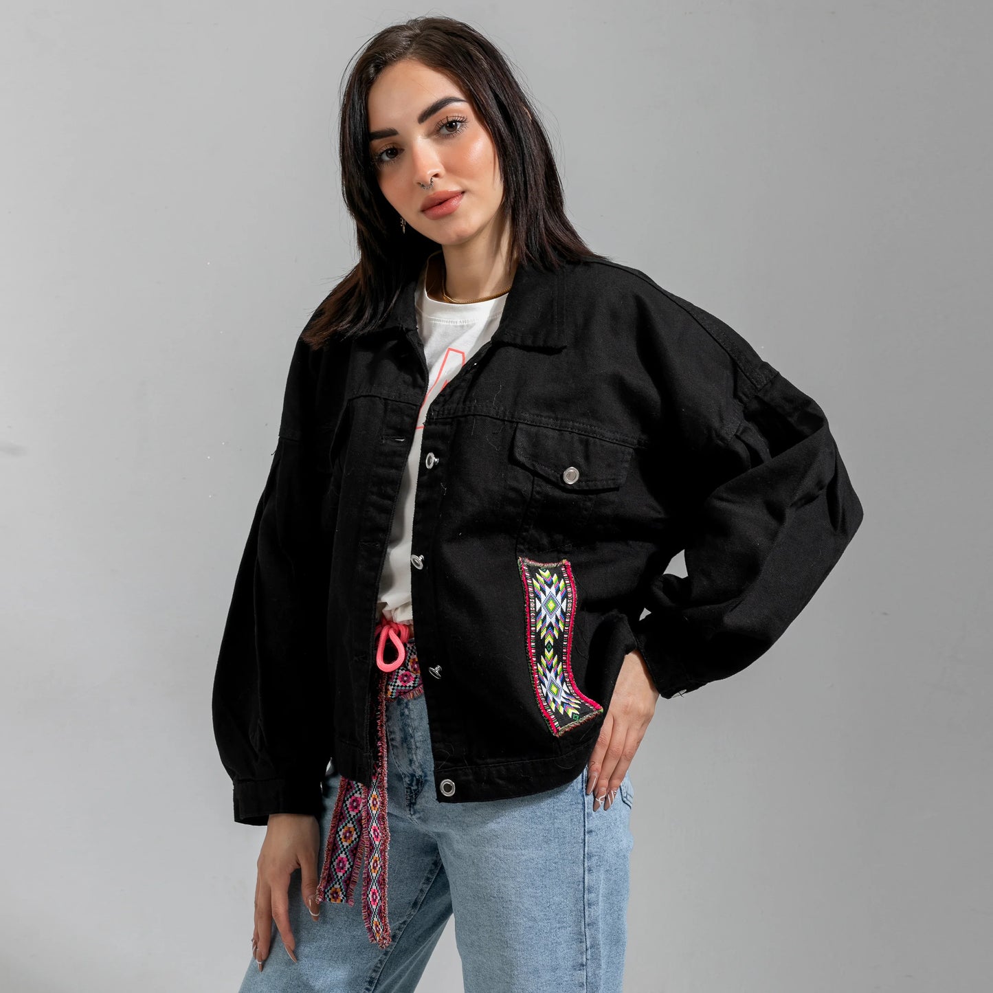 Bohemian Noir Denim Women's Jacket