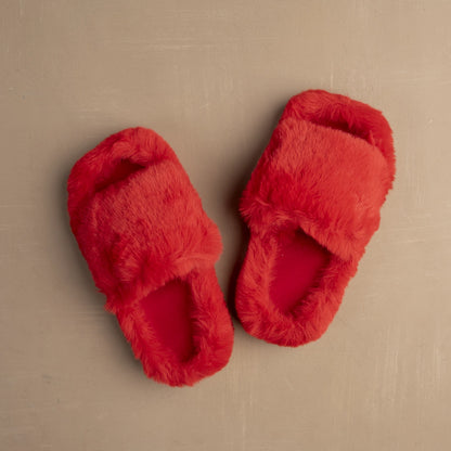 Fluffy Furry women's Slippers | Red