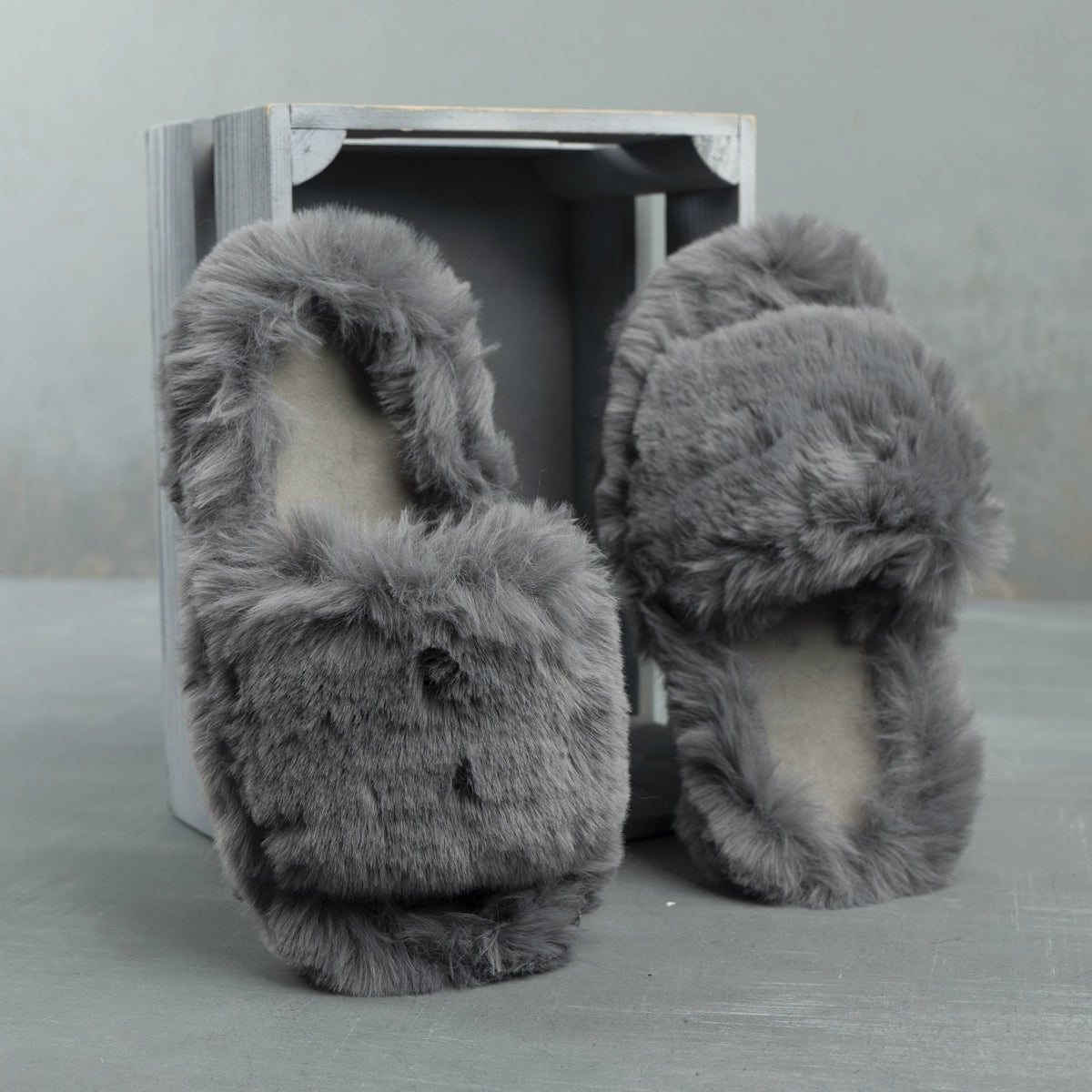 Fluffy Furry women's Slippers | Gray