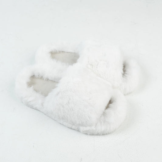 Fluffy Furry women's Slippers | White