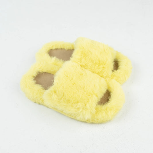 Fluffy Furry women's Slippers | Yellow