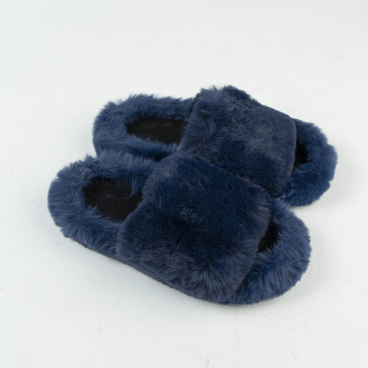 Fluffy Furry women's Slippers | Navy