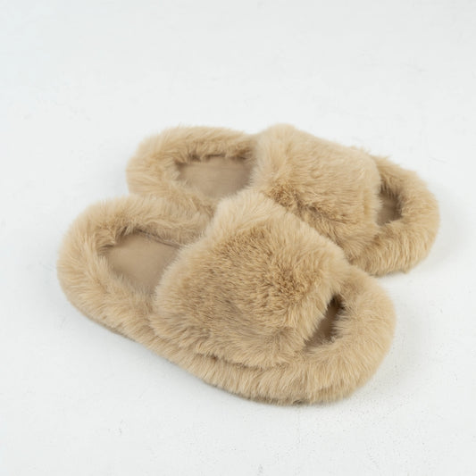 Fluffy Furry women's Slippers | Beige